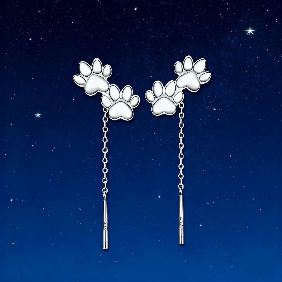 Paw Shaped Drop Earrings