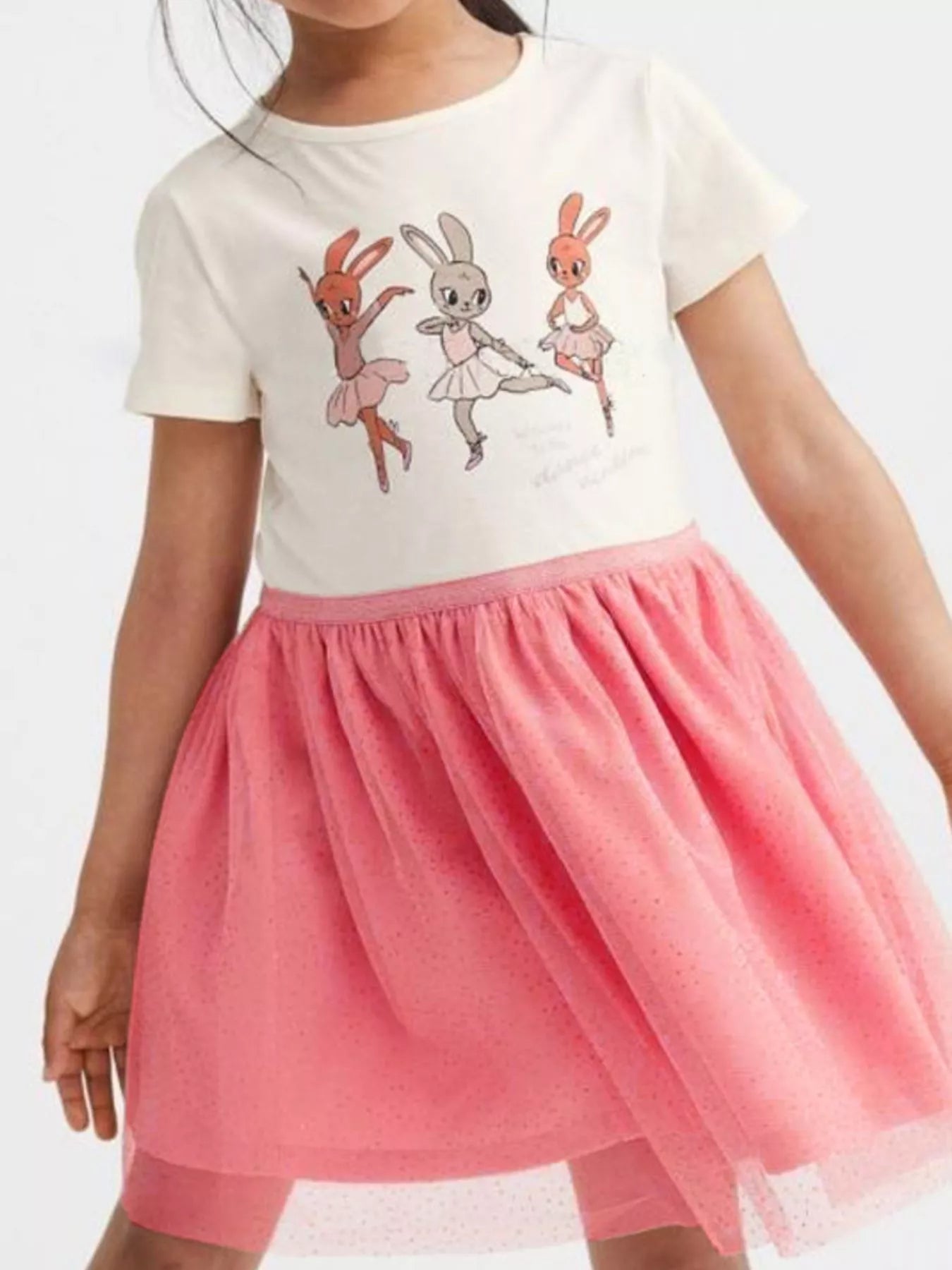 Children's Bunny Graphic Tulle Dress