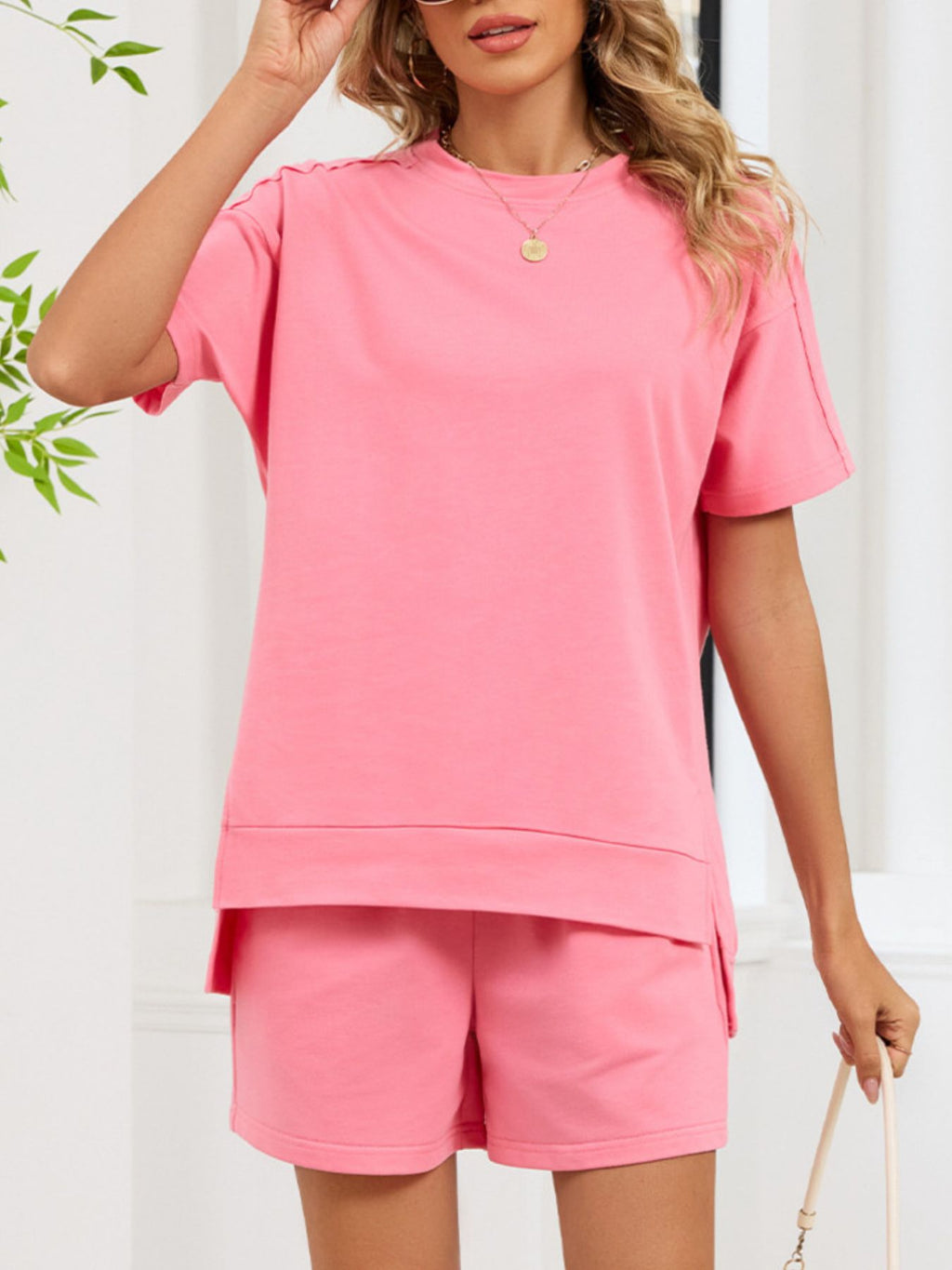 Round Neck Short Sleeve T-Shirt and Shorts Set