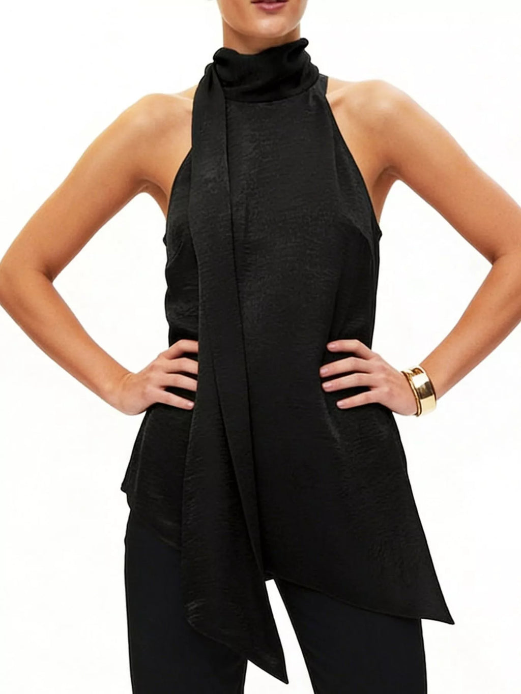 Elegant Halter Neck Asymmetrical Sleeveless Top