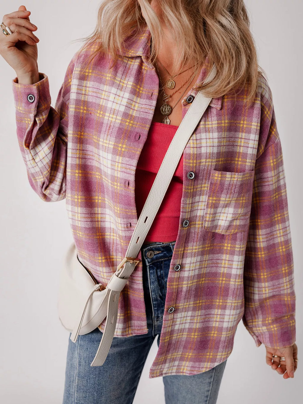 Casual Plaid Button-Down Shacket