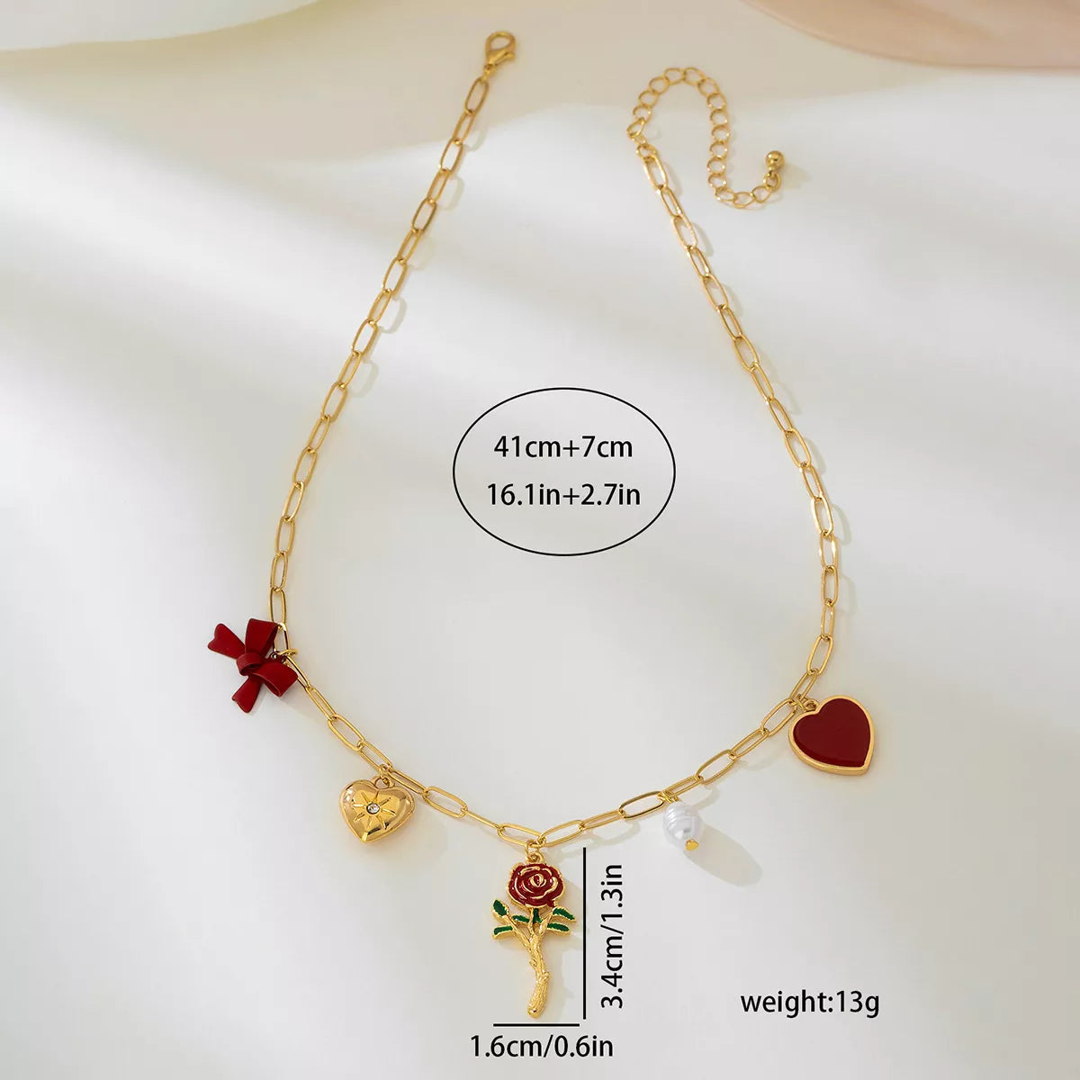 18K Gold-Plated Alloy Chain Necklace with Pendant