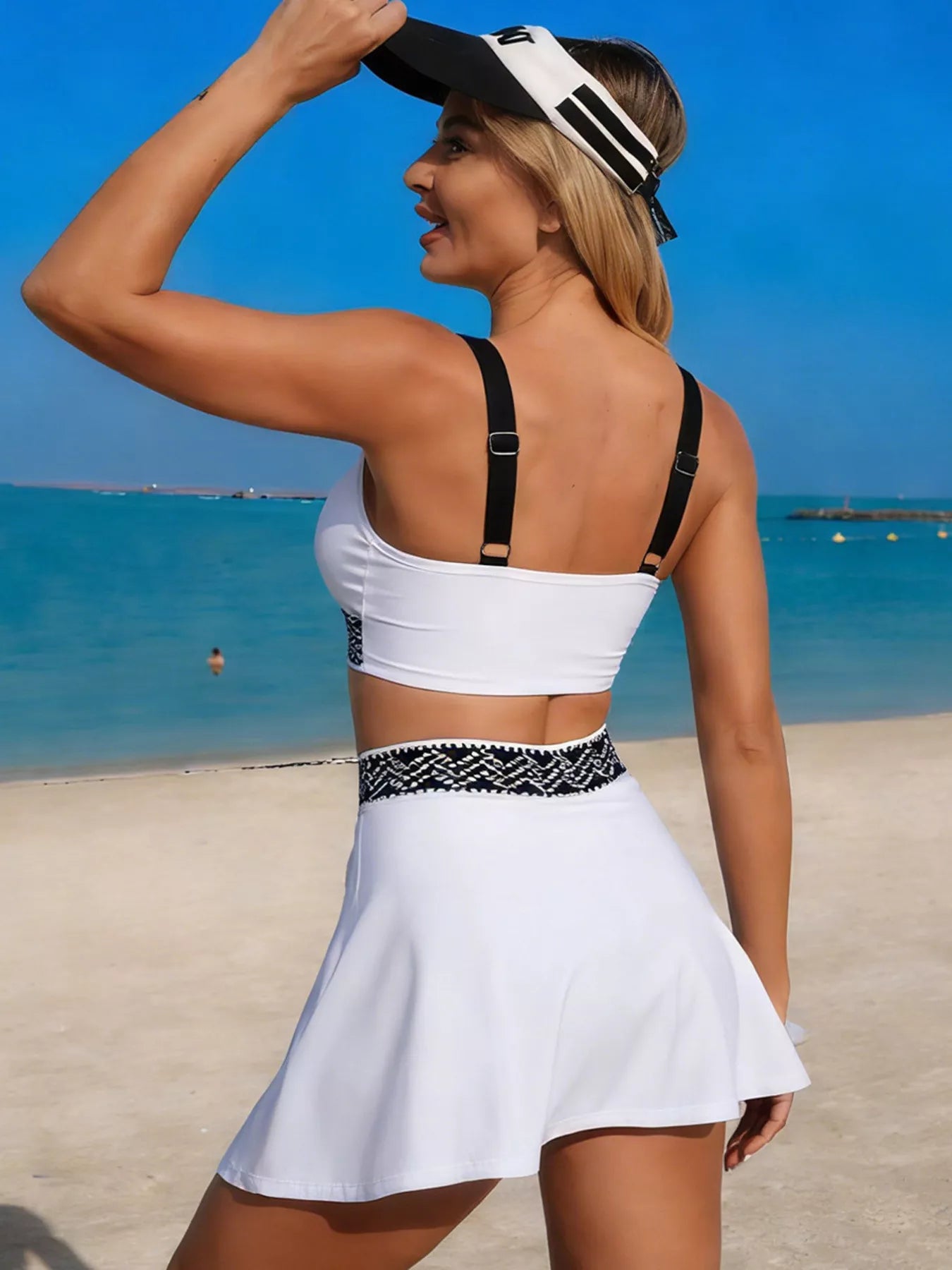 Contrast Trim Tank and Skort Swim Set