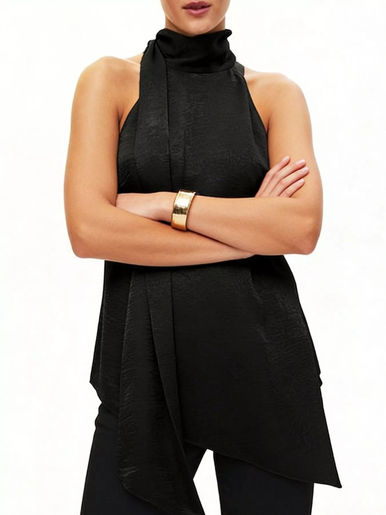 Elegant Halter Neck Asymmetrical Sleeveless Top