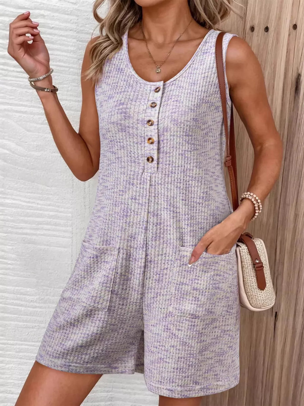 Sleeveless Button Detail Romper
