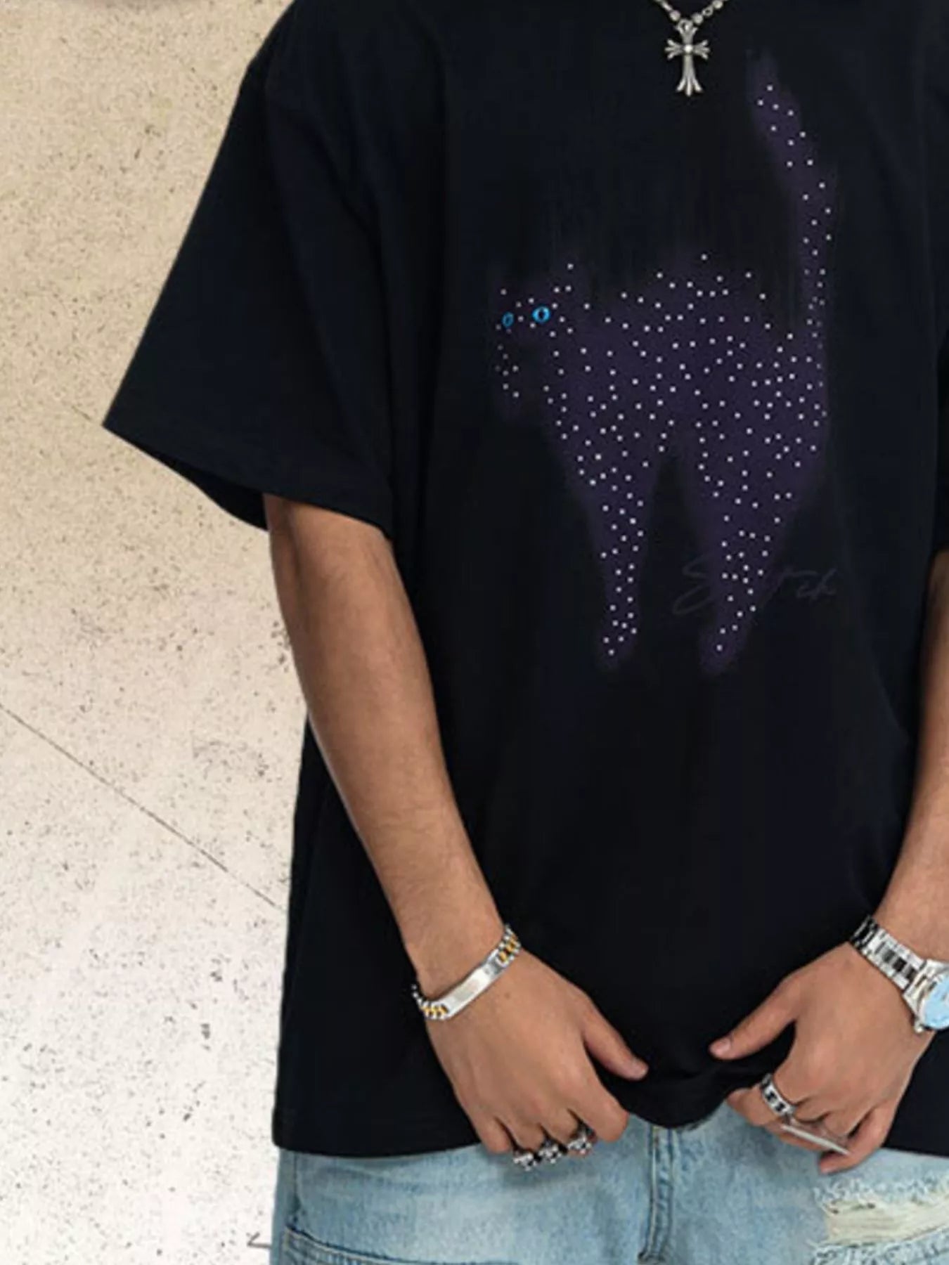 Men's Cat Graphic Short Sleeve T-Shirt