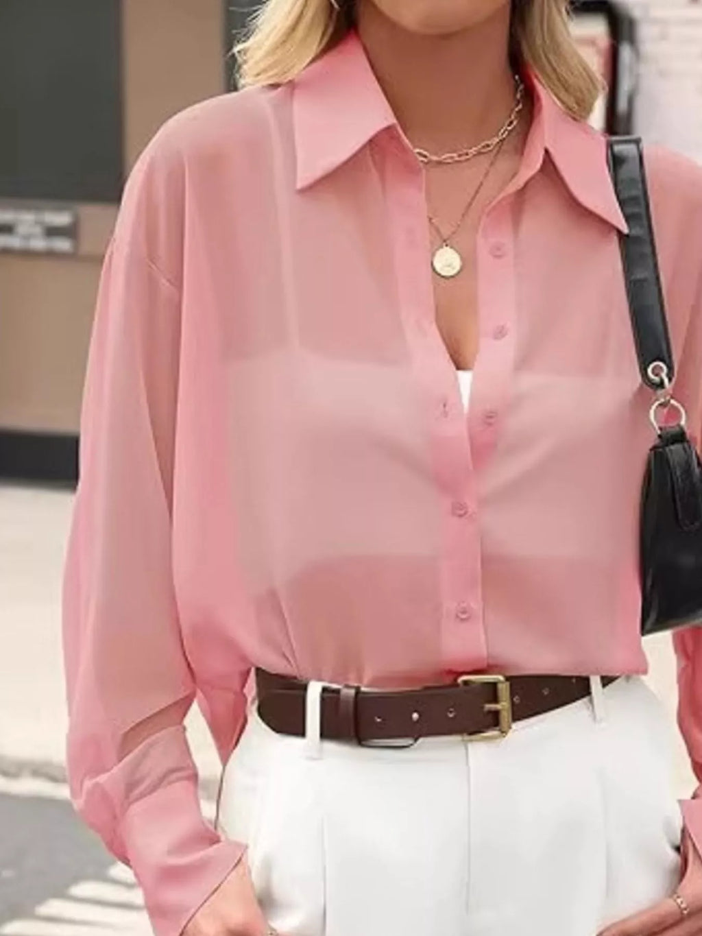 Elegant Sheer Long Sleeve Shirt