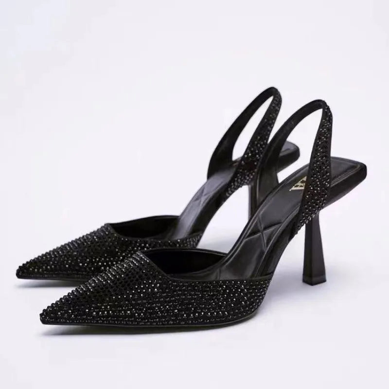 Rhinestone Slingback High Heel Pumps