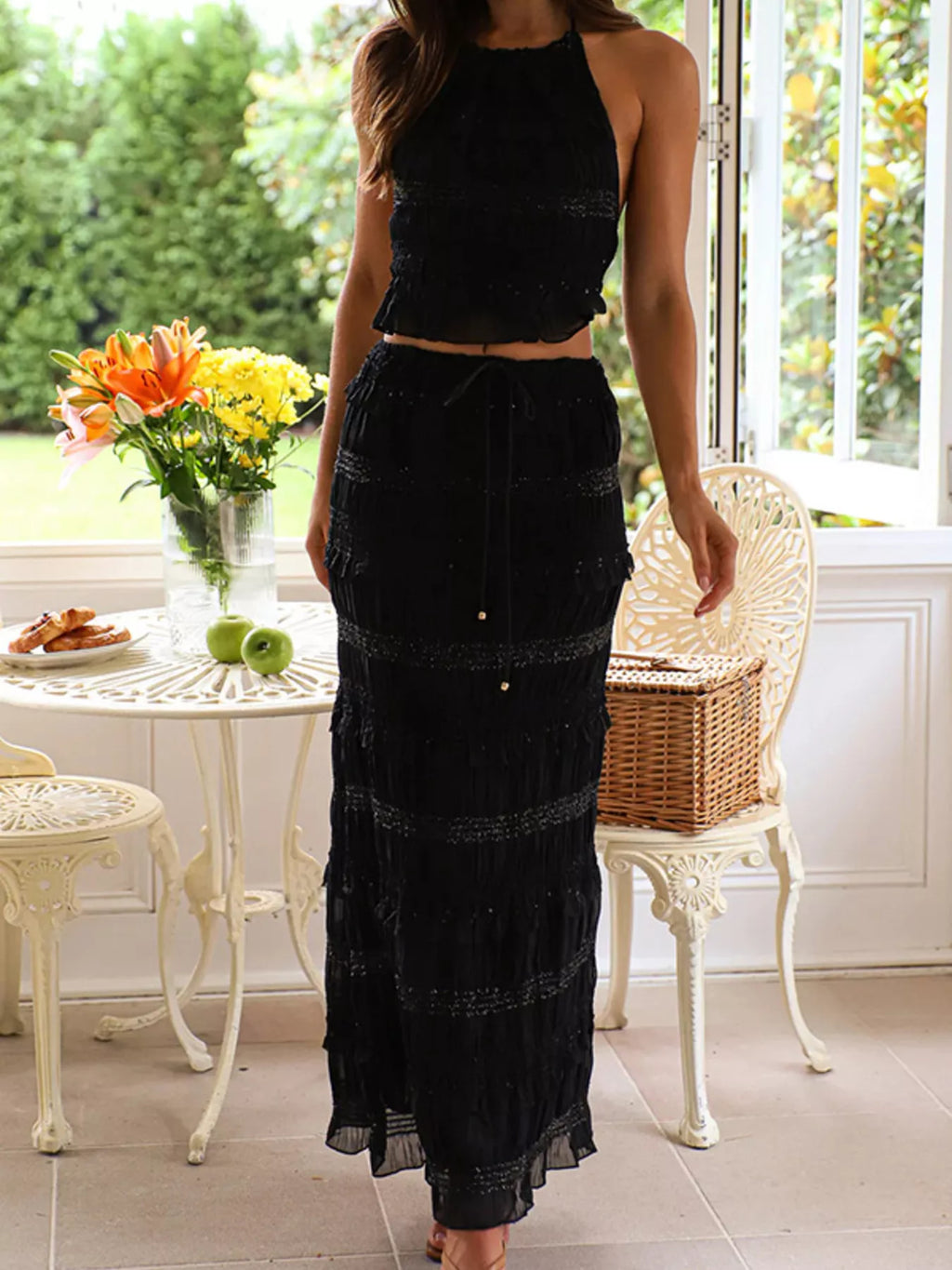 Sleeveless Top and Maxi Skirt Set