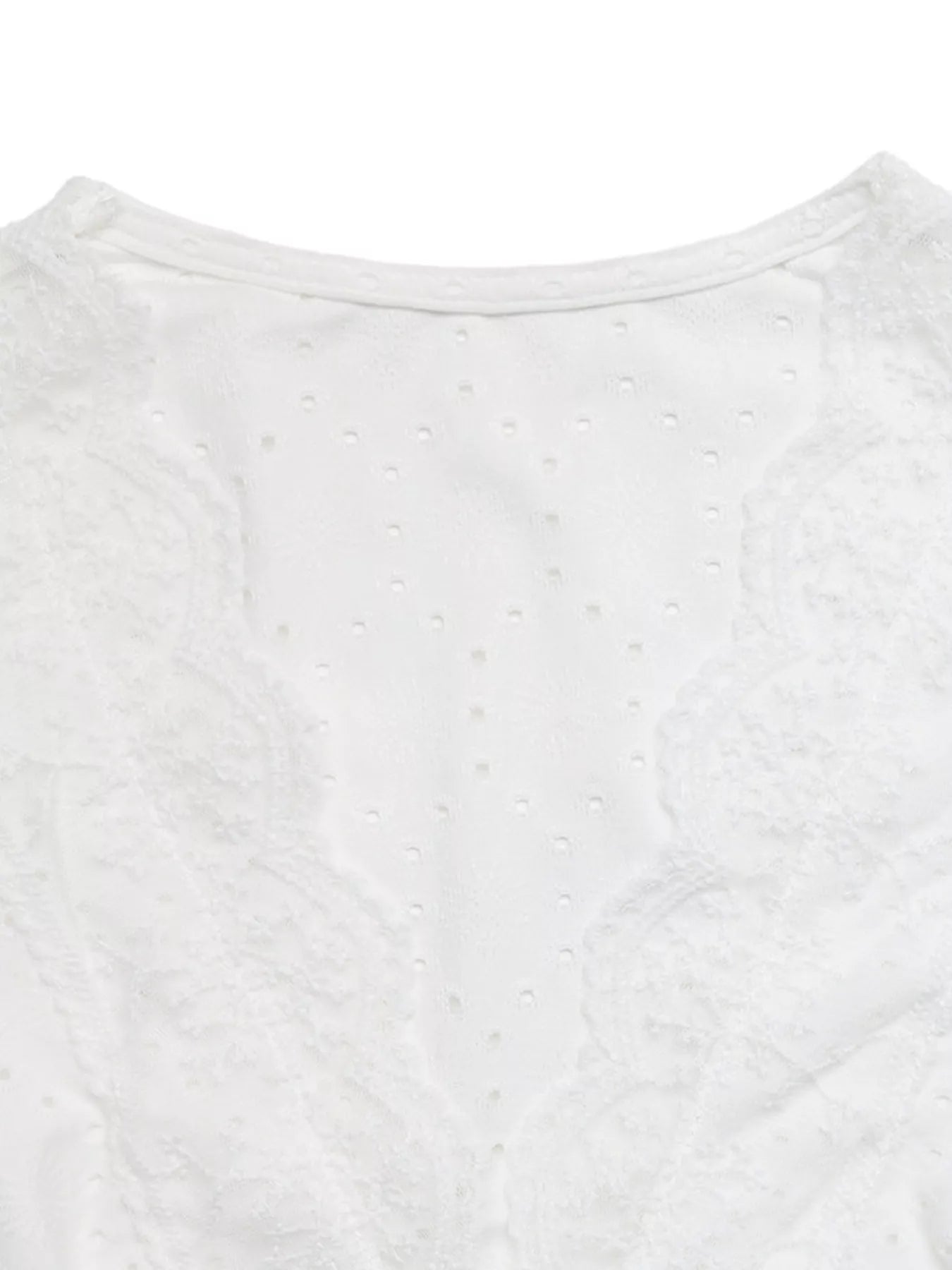 Eyelet Lace Trim Short Sleeve Shirt