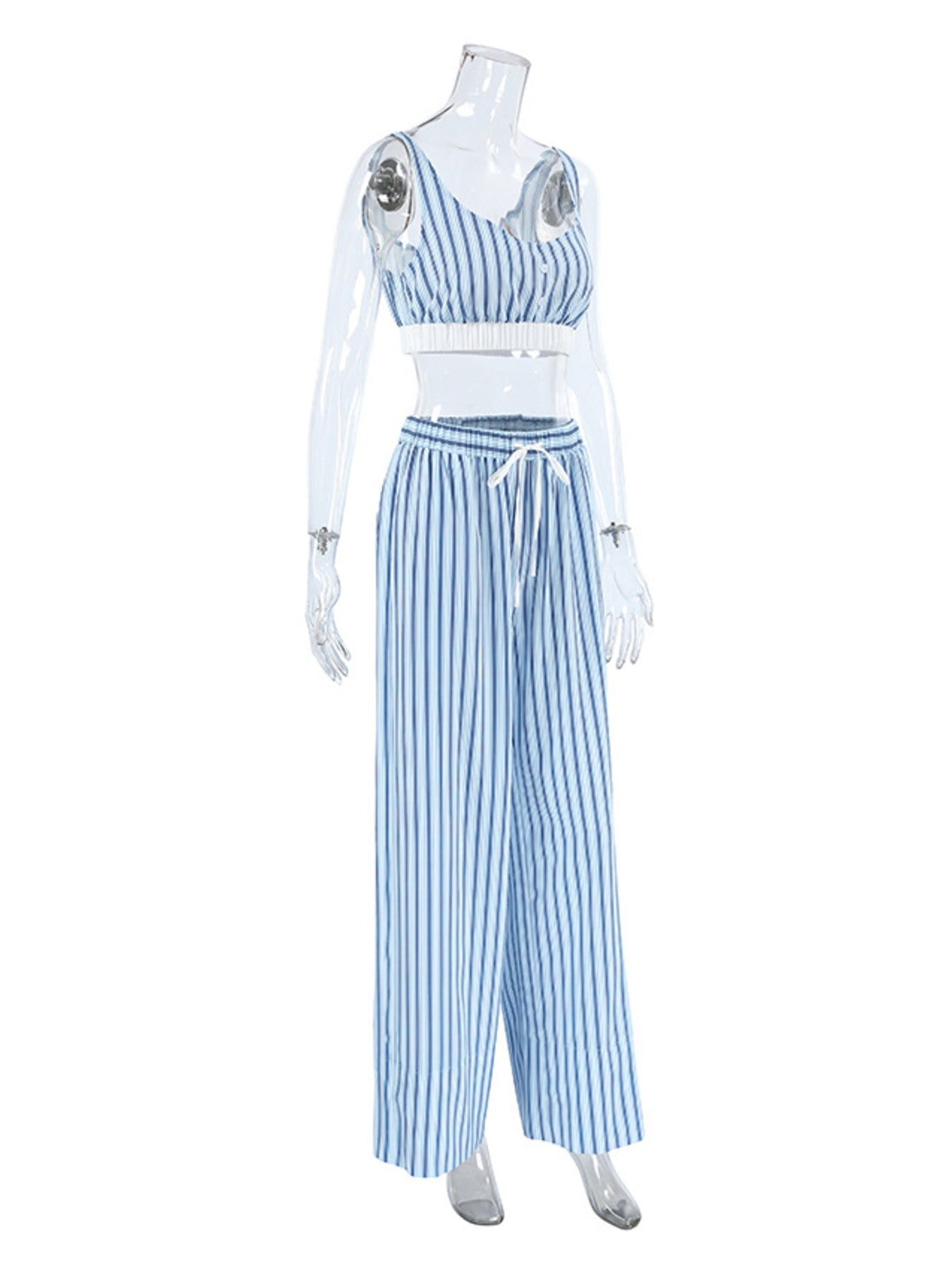 Striped Cami & Shirt and Pants Lounge Set