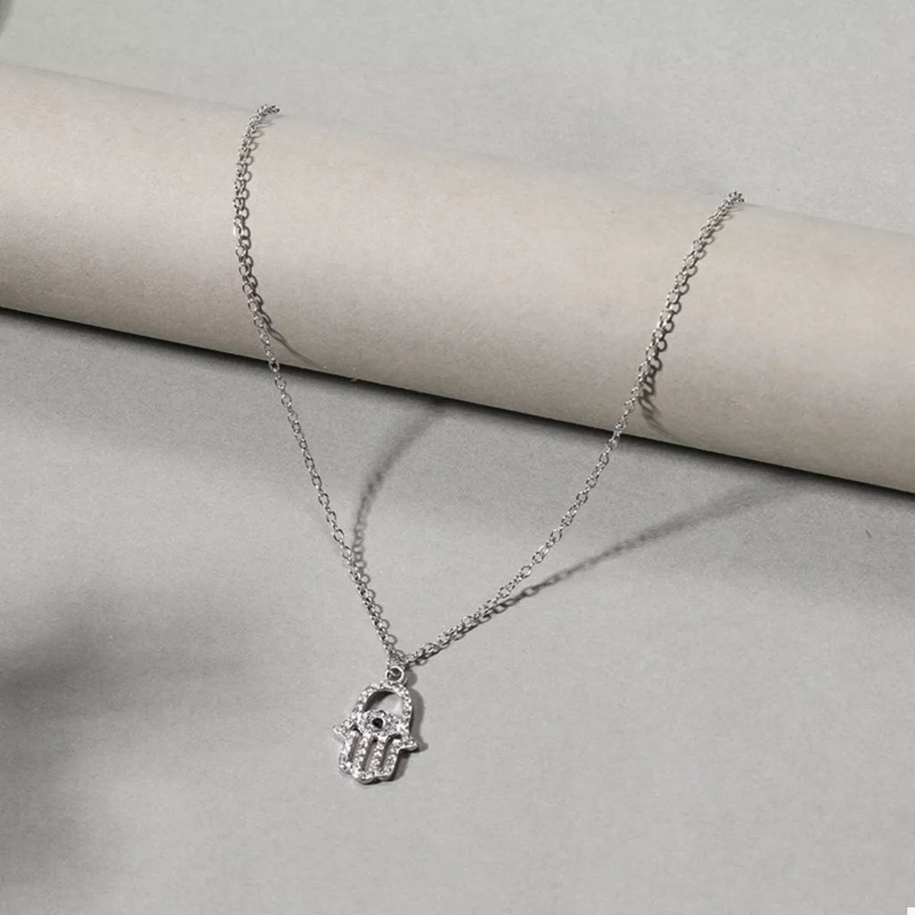 Zinc Alloy Rhinestone Evil Eye Necklace