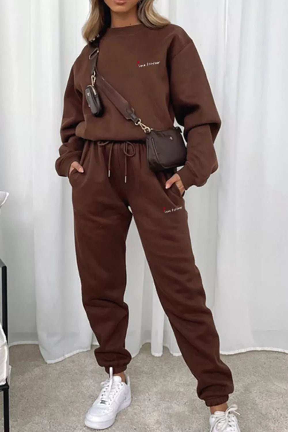 Round Neck Sweatshirt and Joggers Set