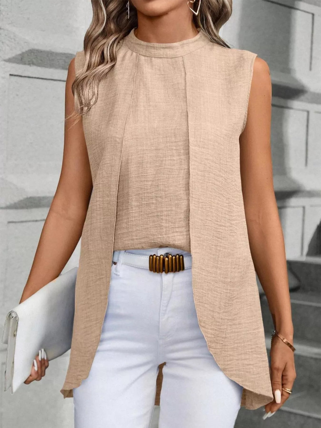 Mock Neck Sleeveless Top