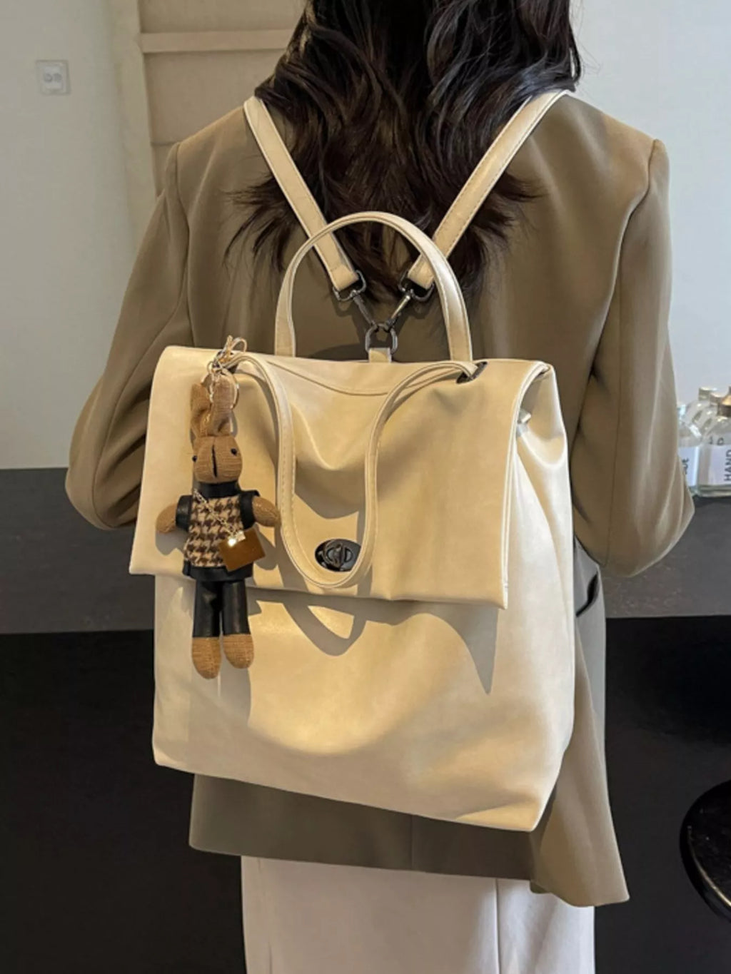Leather Flap Backpack Bag
