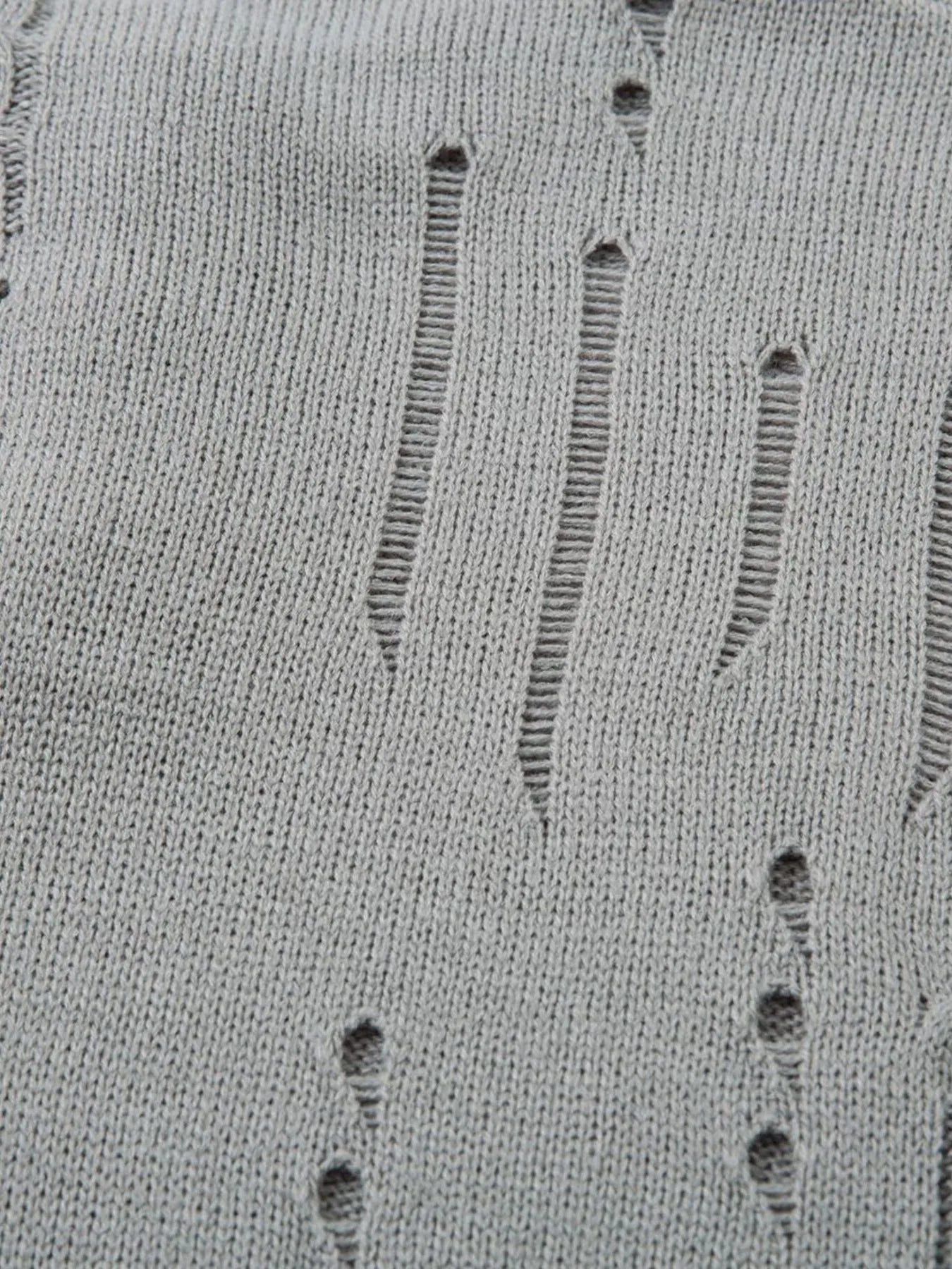 Men's Openwork Button Detail Knit Henley T-Shirt