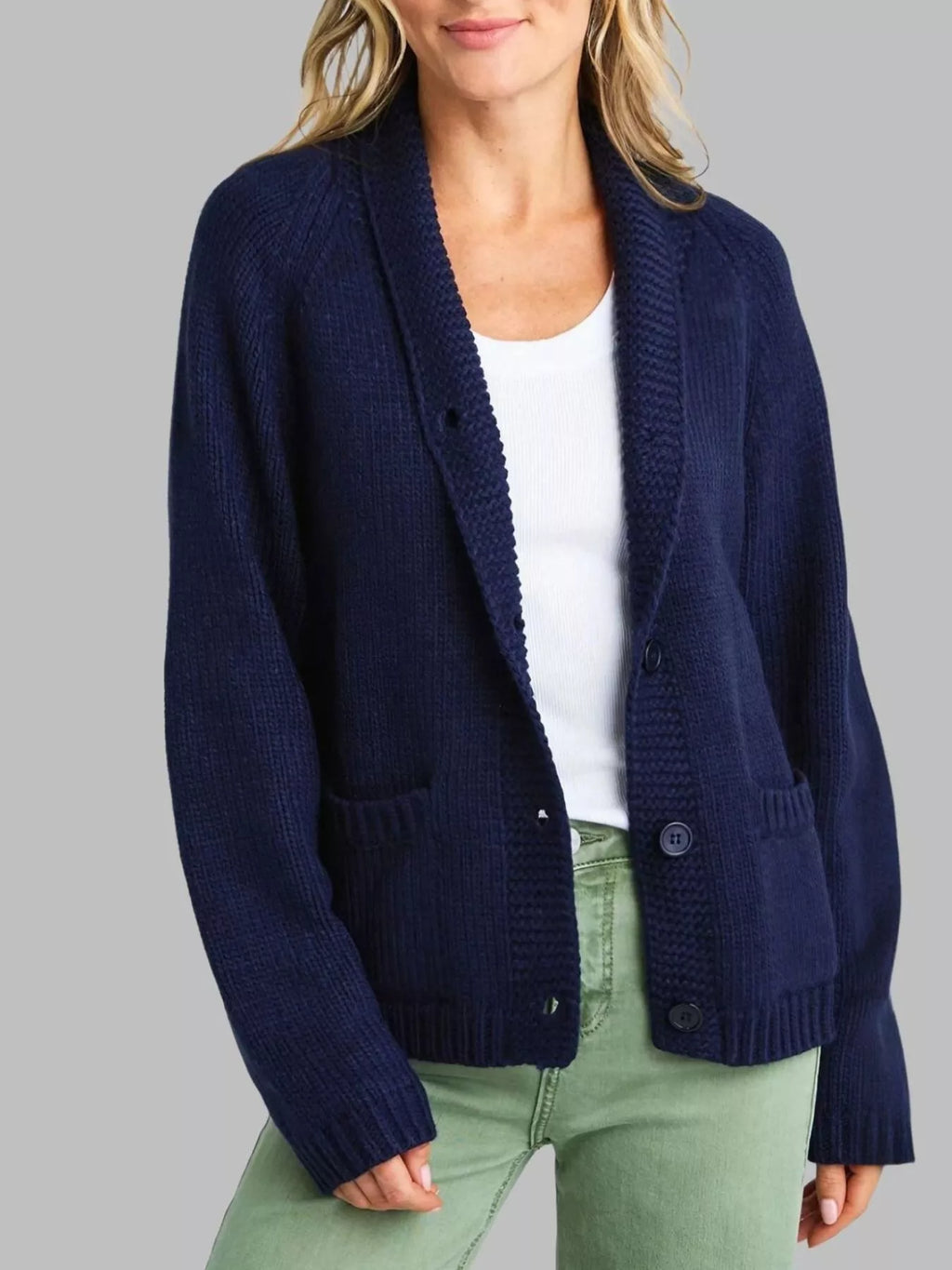 USA Flag Chunky Knit Button-Down Cardigan