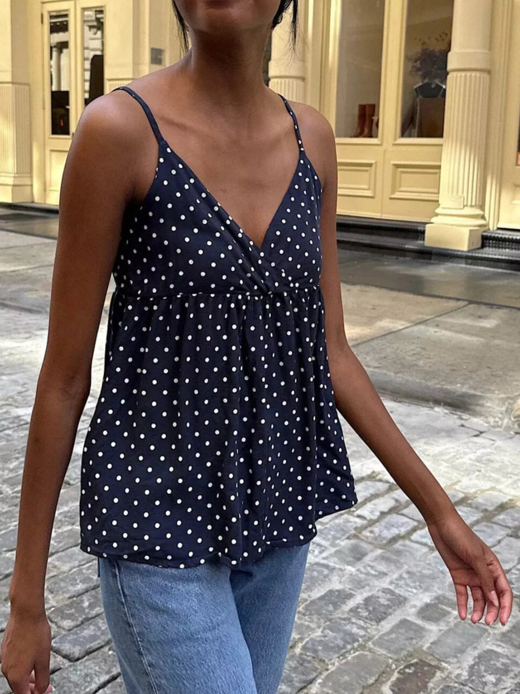 Polka Dot V-Neck Flowy Cami