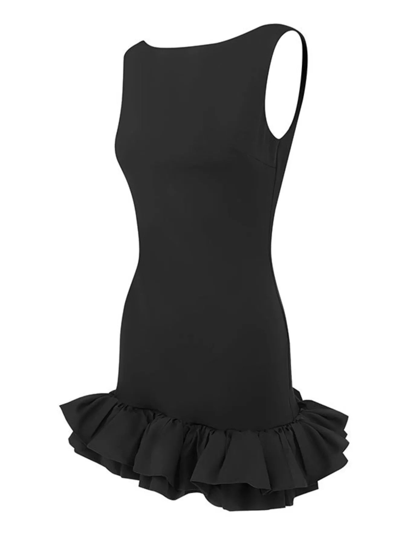 Ruffle Hem Sleeveless Mini Dress
