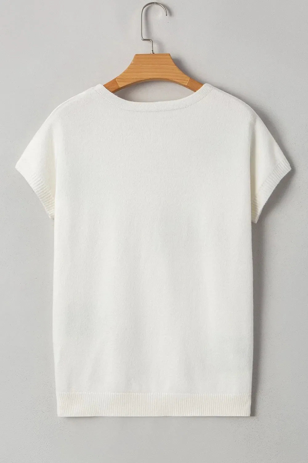 Bow Pattern Knit Short Sleeve Sweater
