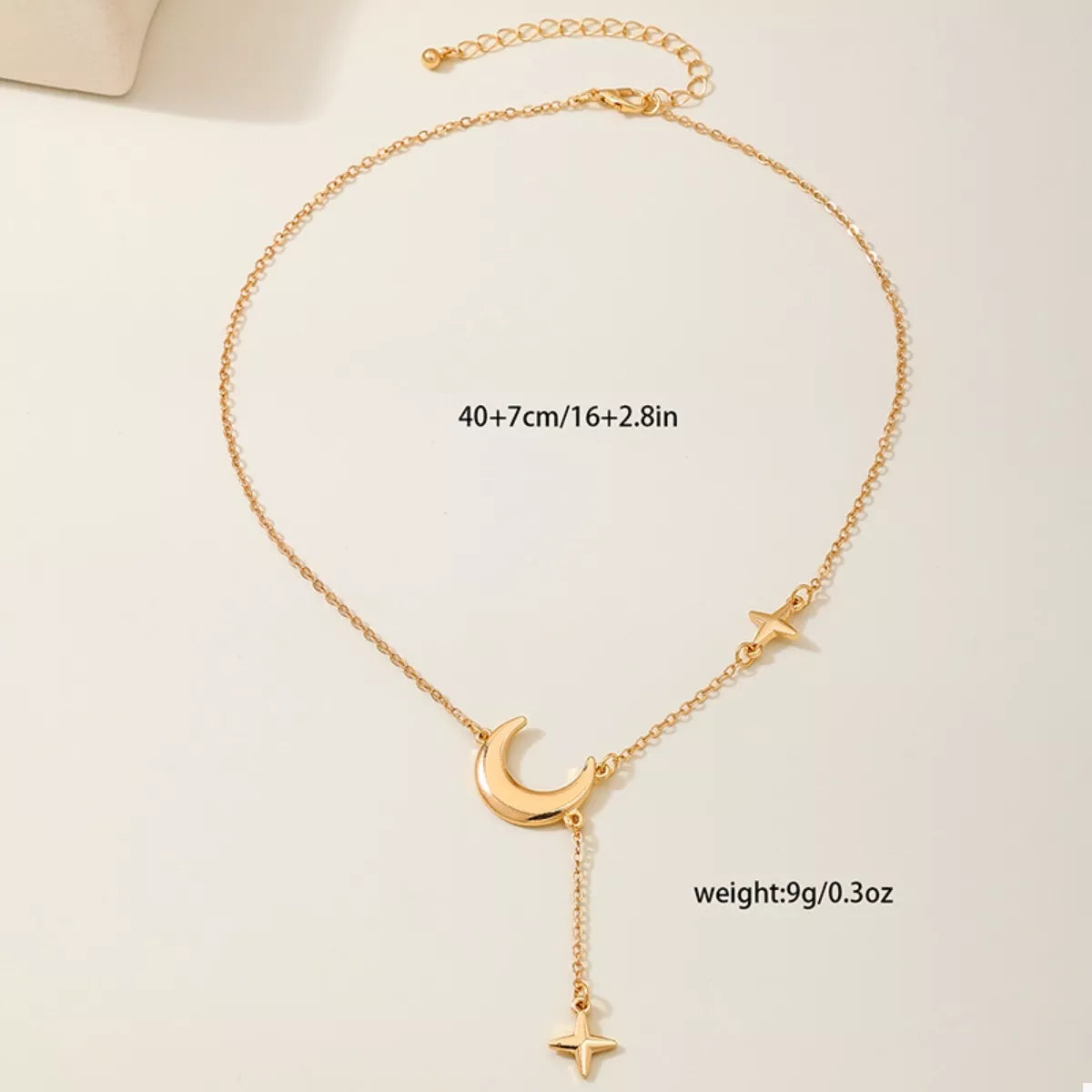 18K Gold-Plated Moon and Star Gold Chain Necklace