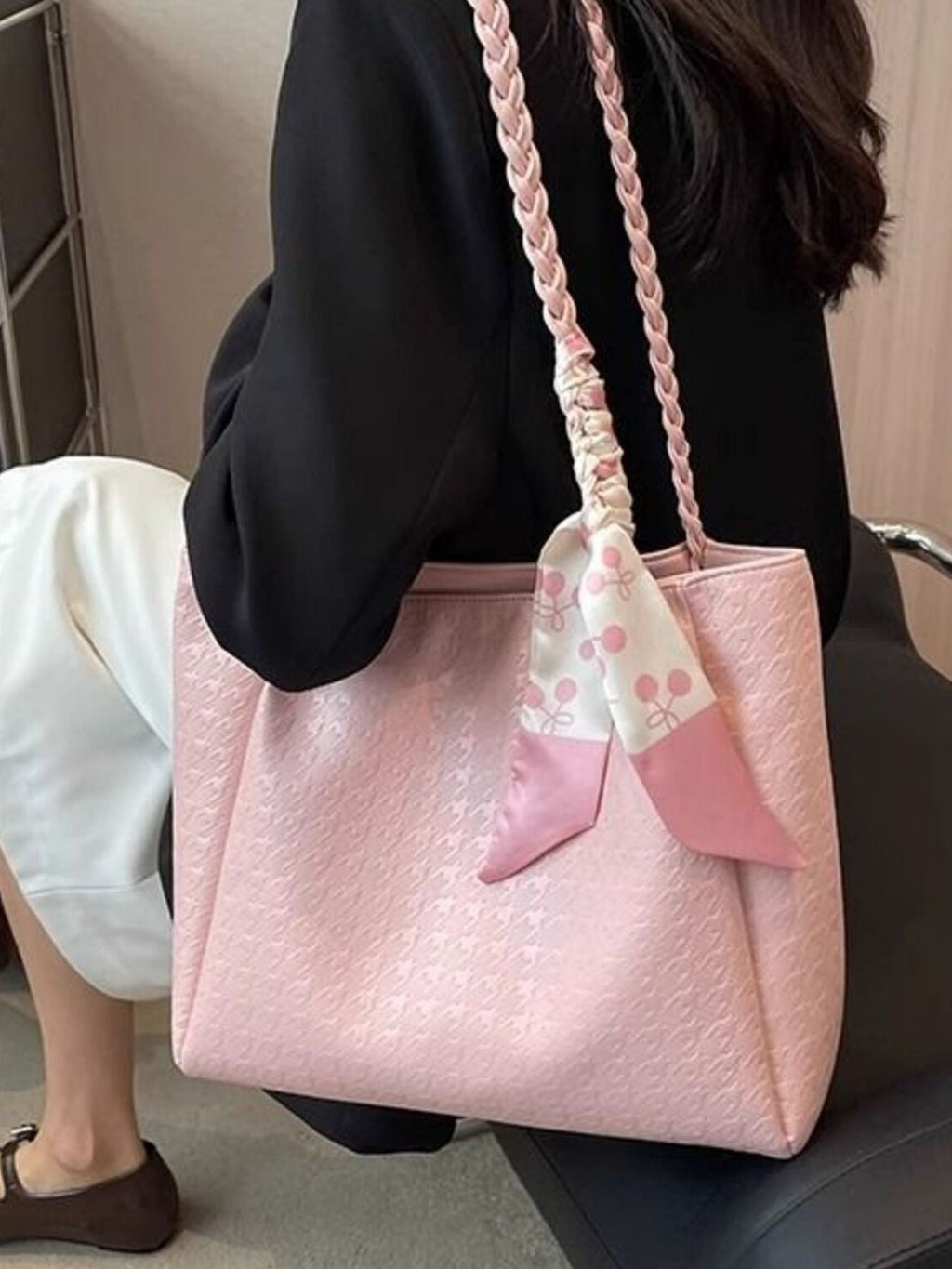 Braided Handle Tote Bag