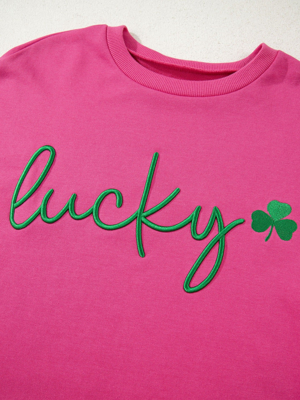 Lucky Clover Embroidered Loose Pullover Sweatshirt
