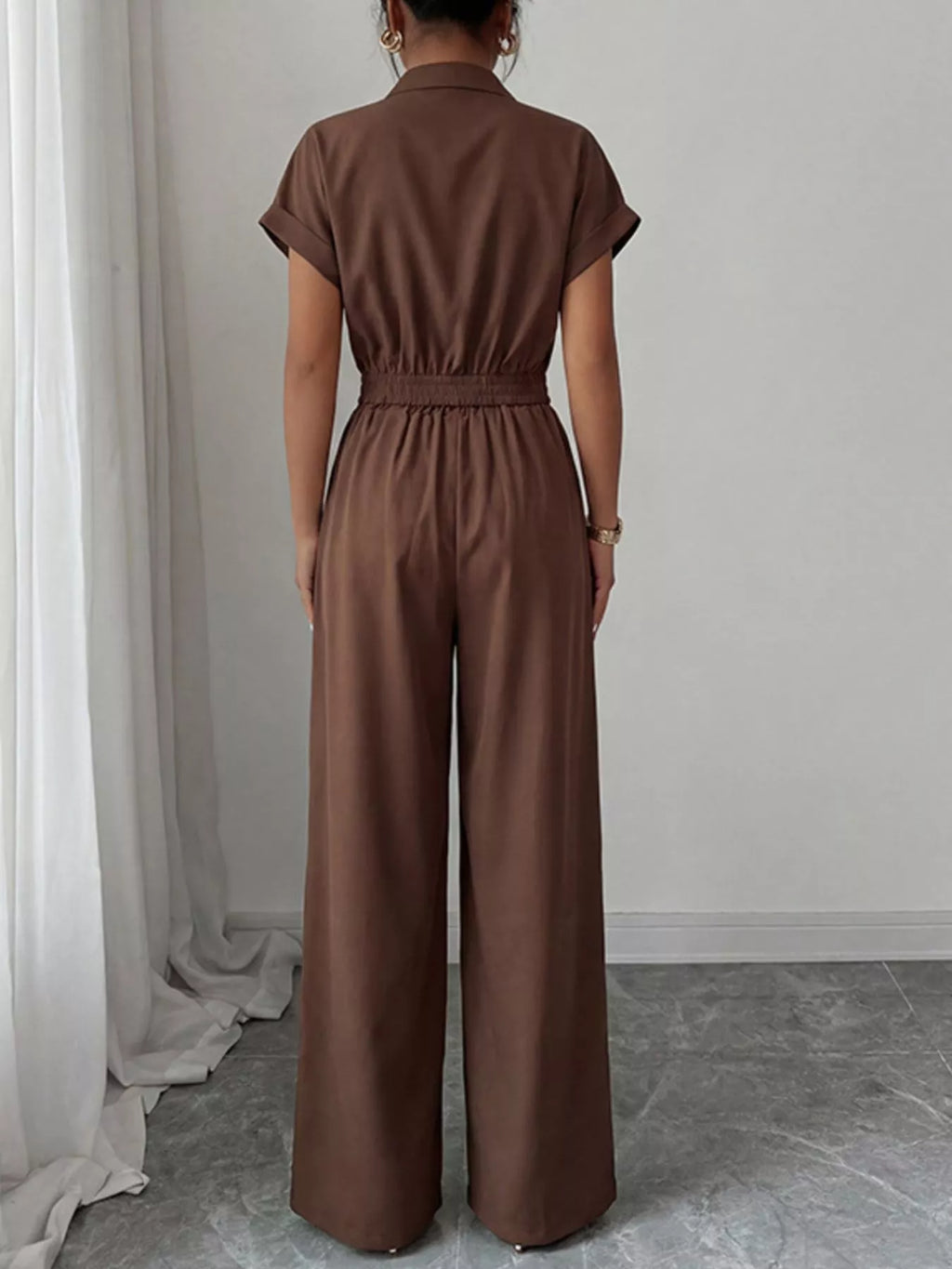 Cargo Pocket Zipper Front Jumpsuit