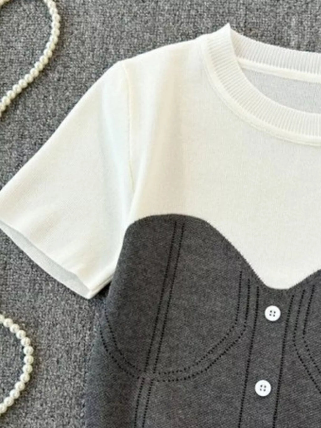 Color Block Short Sleeve Knit T-Shirt