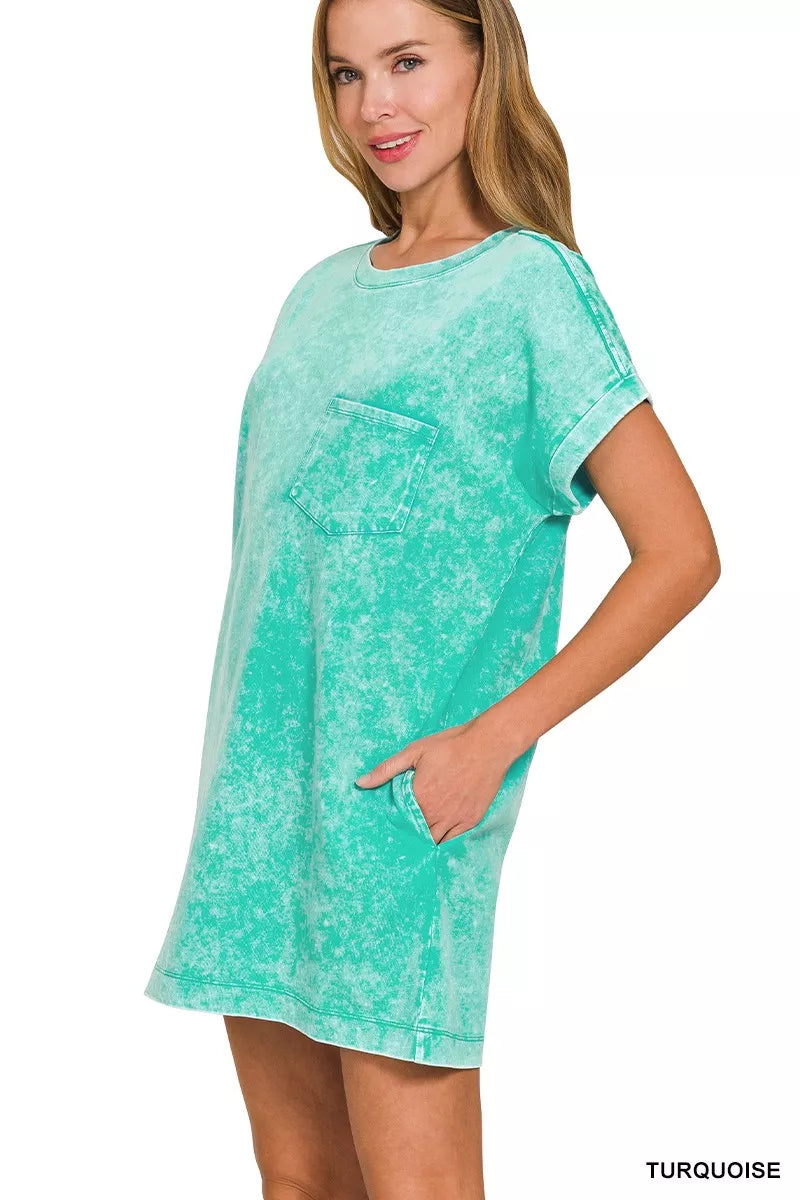 Zenana Premium Cotton Washed T-Shirt Dress