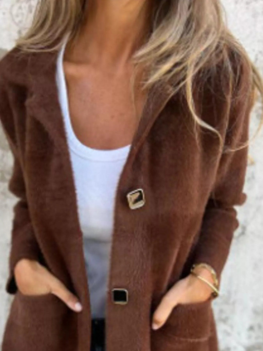 Full Size Button-Down Long Sleeve Longline Coat Plus Size