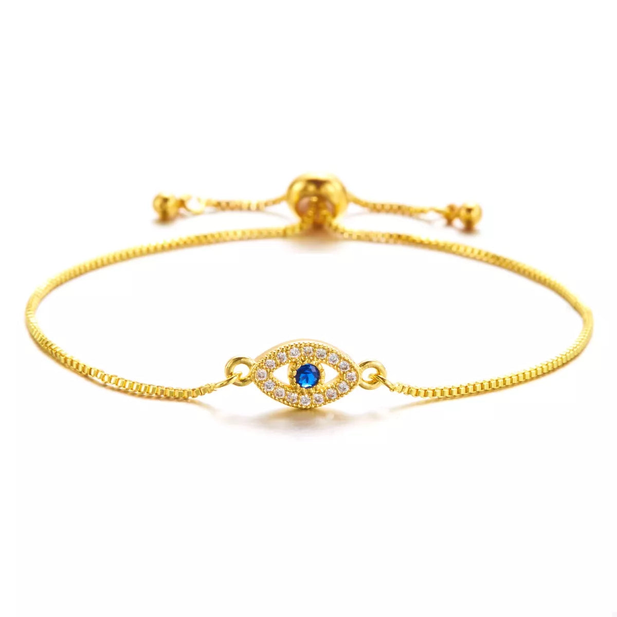 18K Gold-Plated Evil Eye Adjustable Bracelet