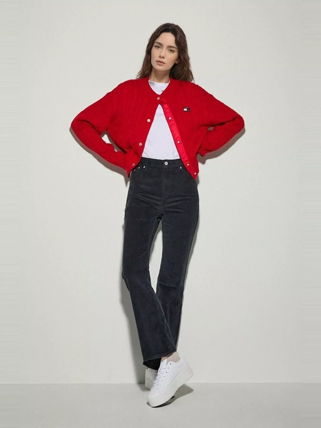 Cable-Knit Button-Front Cardigan