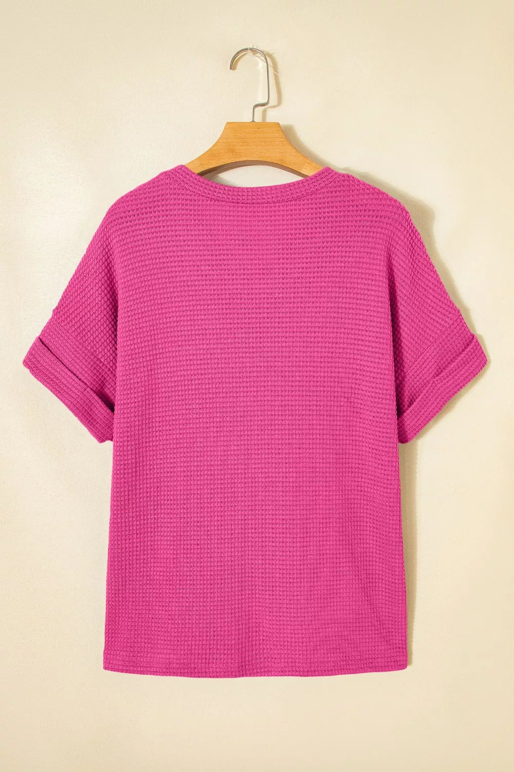 Textured Waffle Knit V-Neck T-Shirt