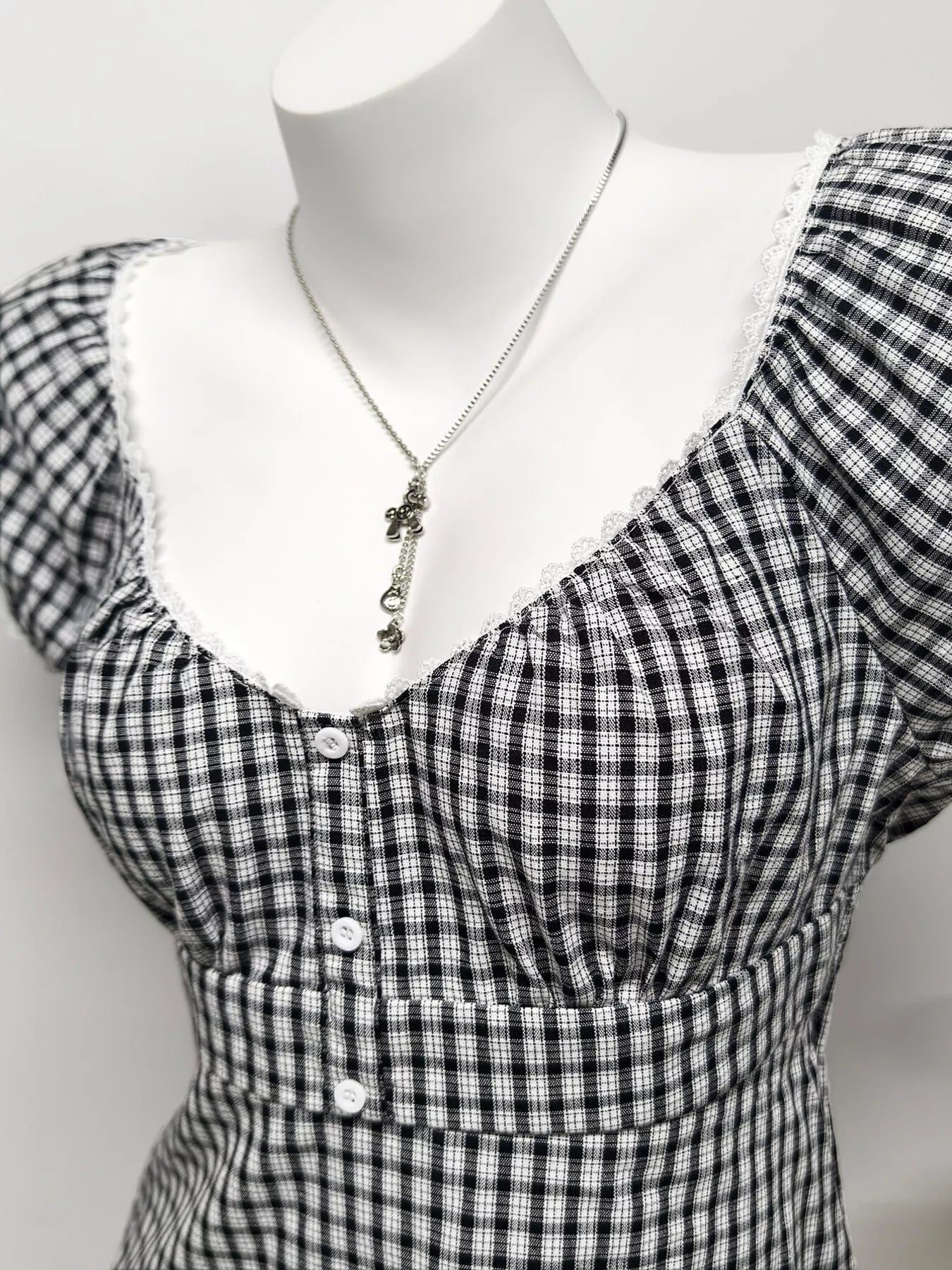 Plaid Short Sleeve Blouse