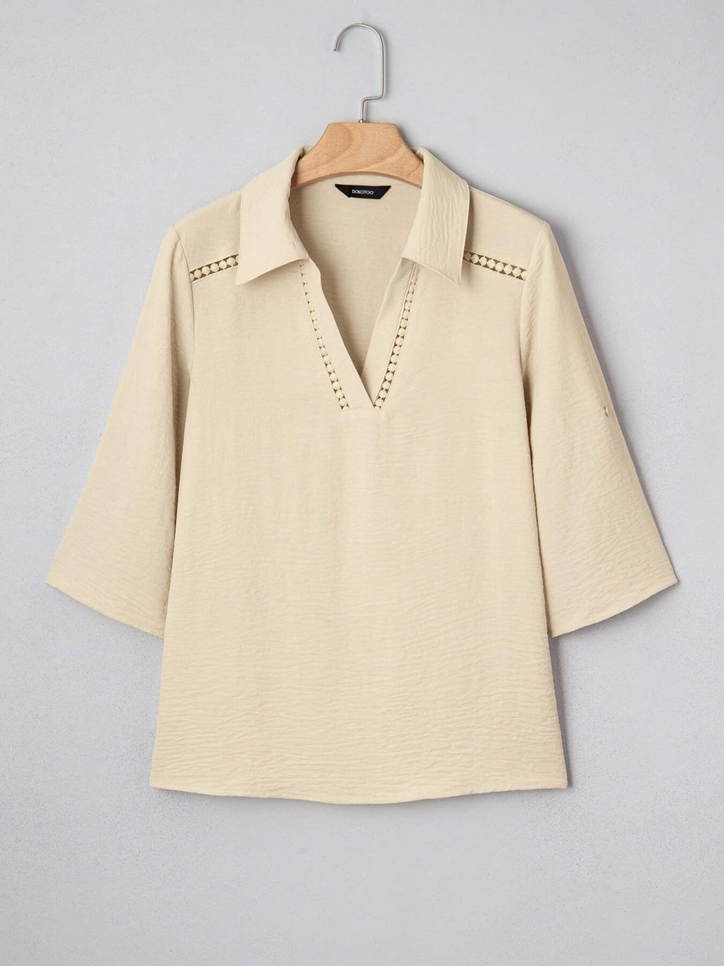 Johnny Collar Texture Blouse
