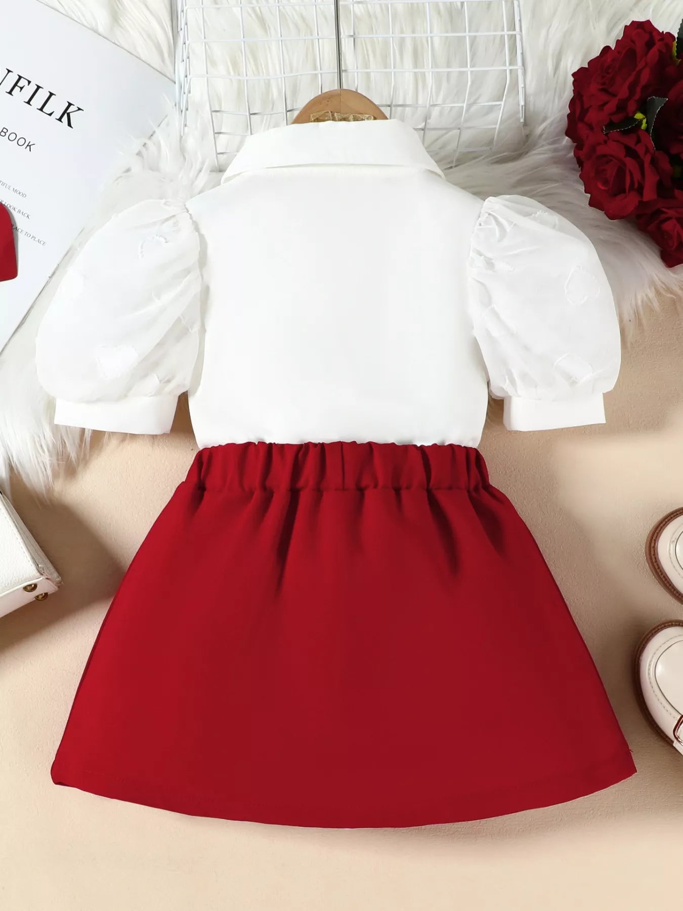 Children's Puff Sleeve Top & Skirt Set