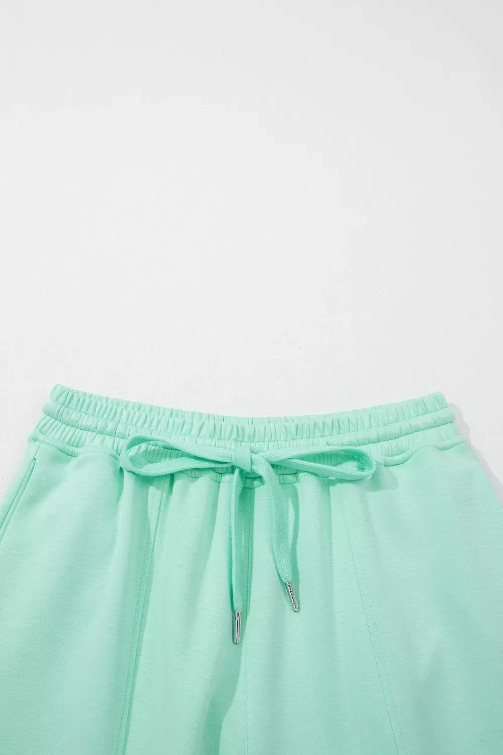 Drawstring Elastic Waistband Solid Color Two Piece Casual Set