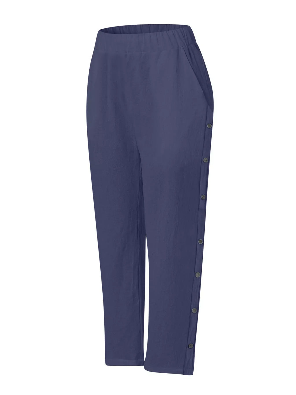 Full Size Side Button Decor Pants Plus Size