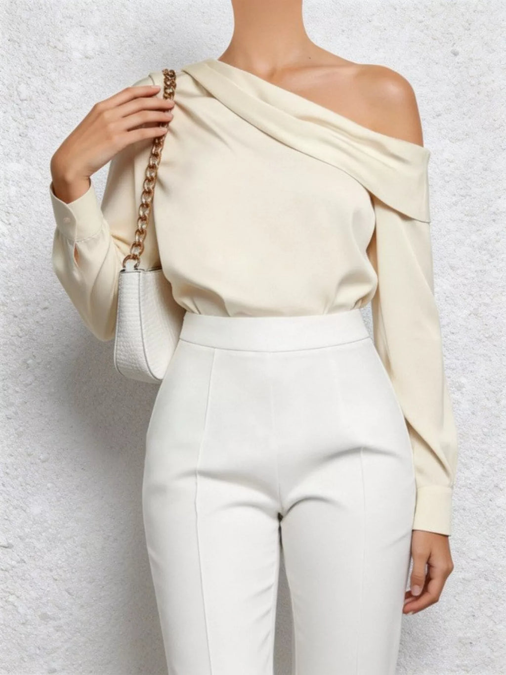 One-Shoulder Long Sleeve Blouse