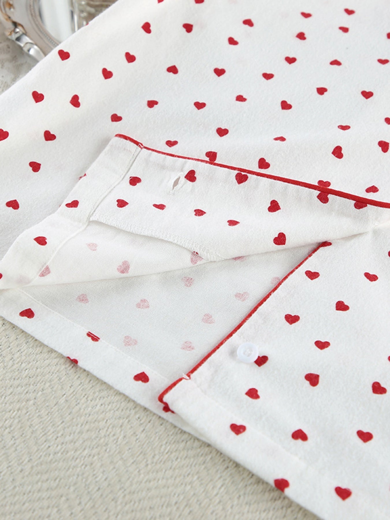 Heart Print Long Sleeve Top and Pants Lounge Set