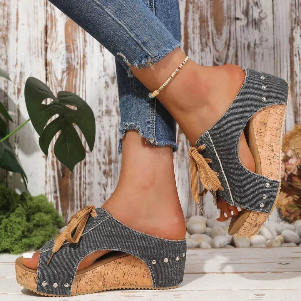 Lace Up Wedge Sandals
