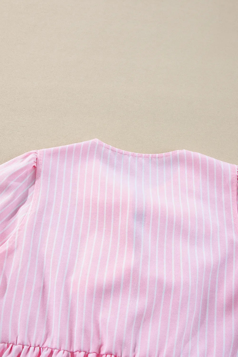 Tied Bow Striped Round Neck Blouse