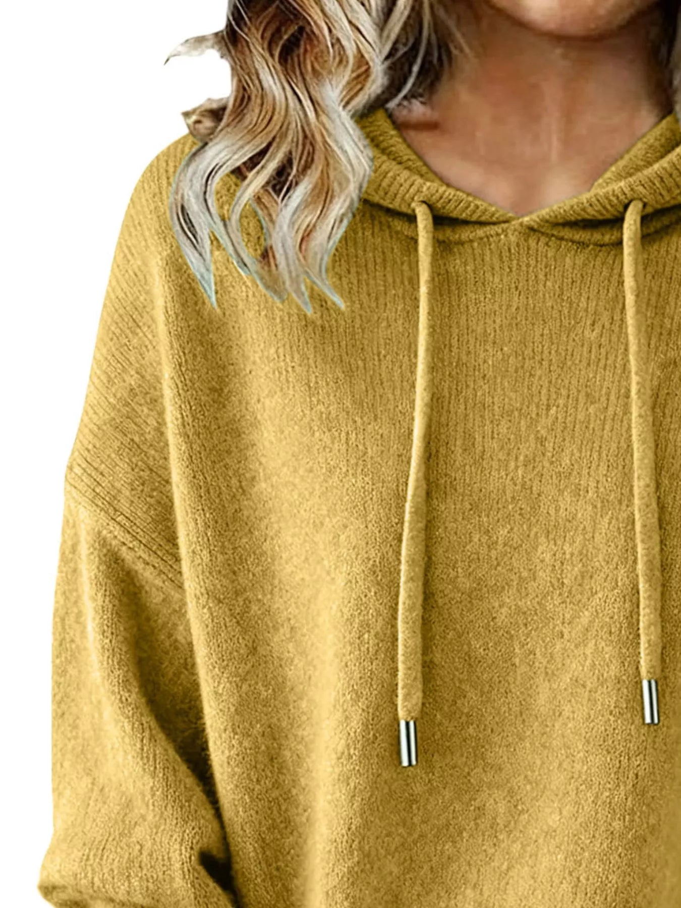 Drawstring Long Sleeve Hooded Sweater