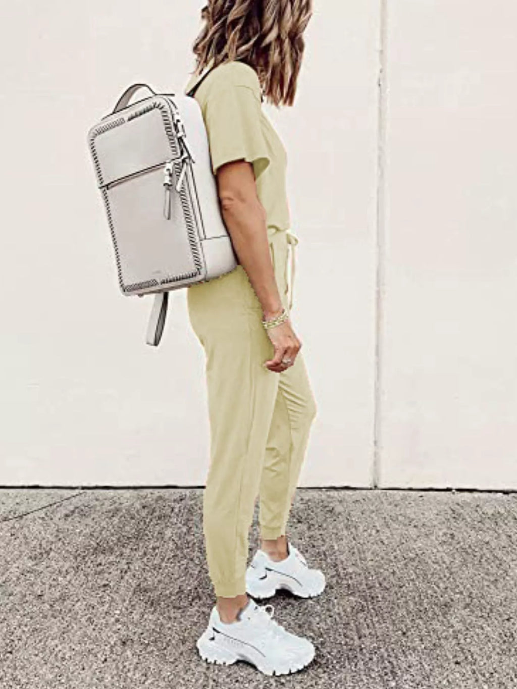 Full Size Round Neck Top and Drawstring Pants Set Plus Size