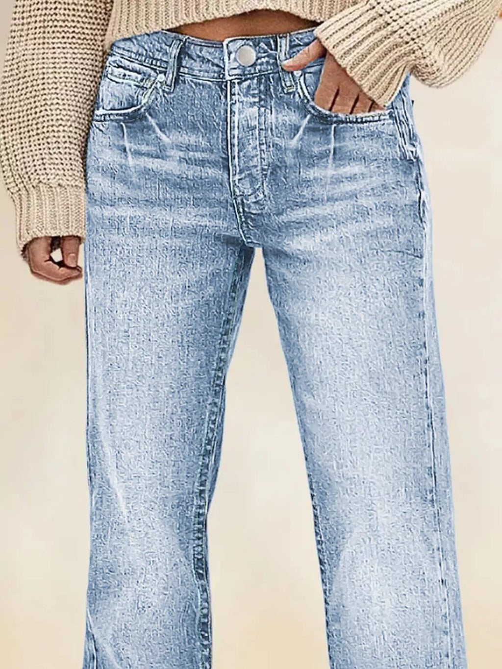 Vintage Wash Straight Leg Jeans