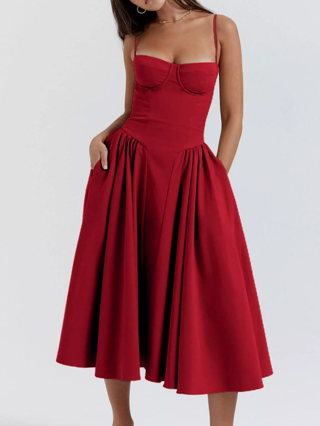 Sweetheart Neck Midi Cami Dress