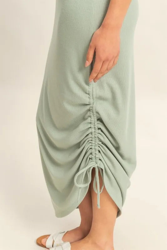 HYFVE Scoop Neck Side Tie Detail Midi Dress