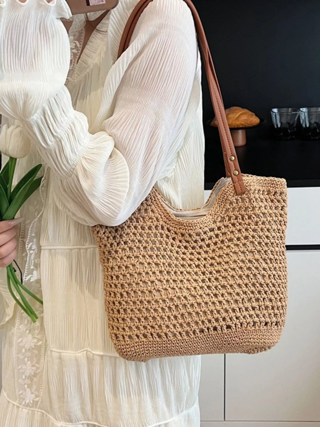 Woven Straw Shoulder Bag