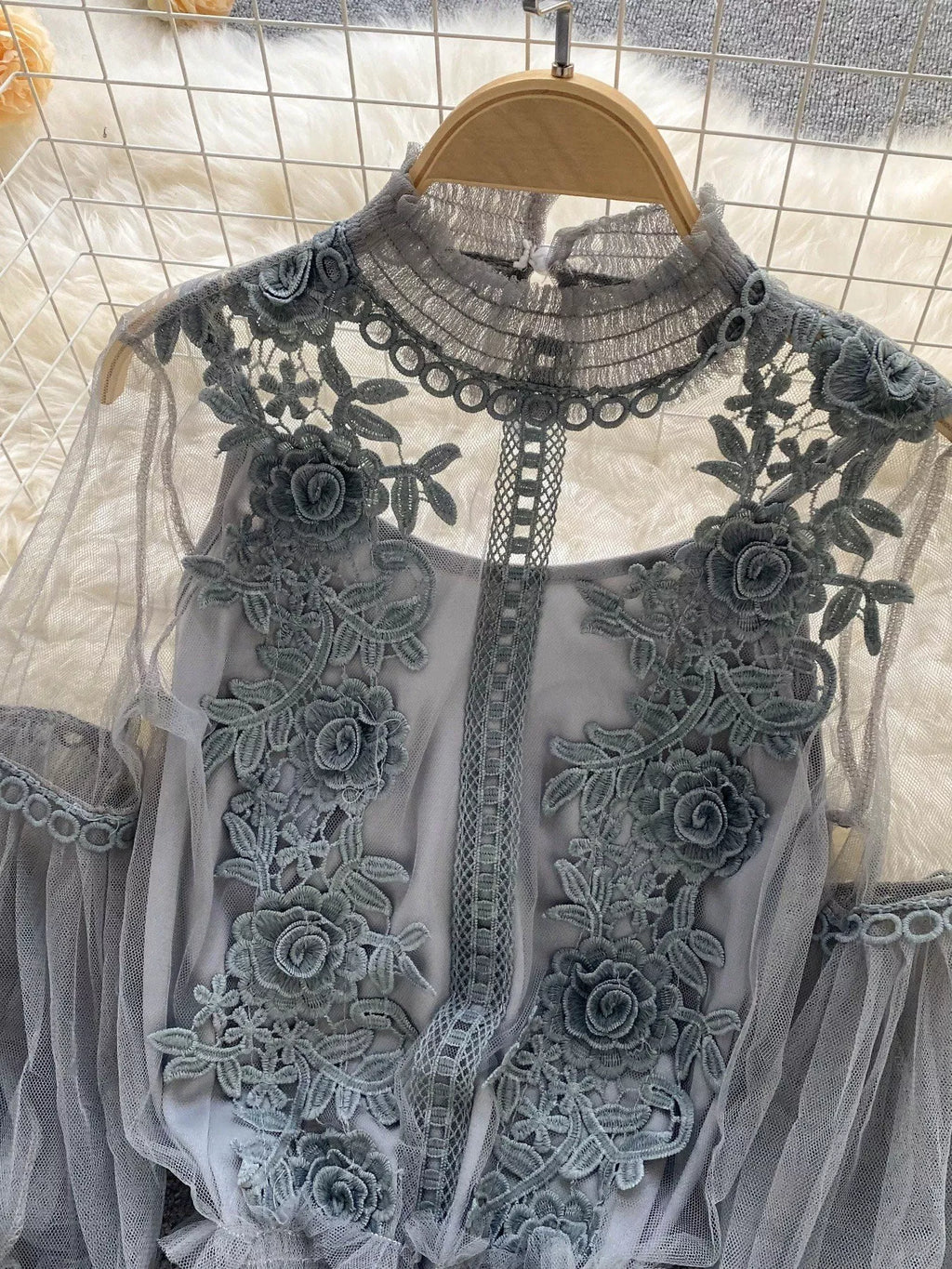Floral Lace Blouse & Cami Set